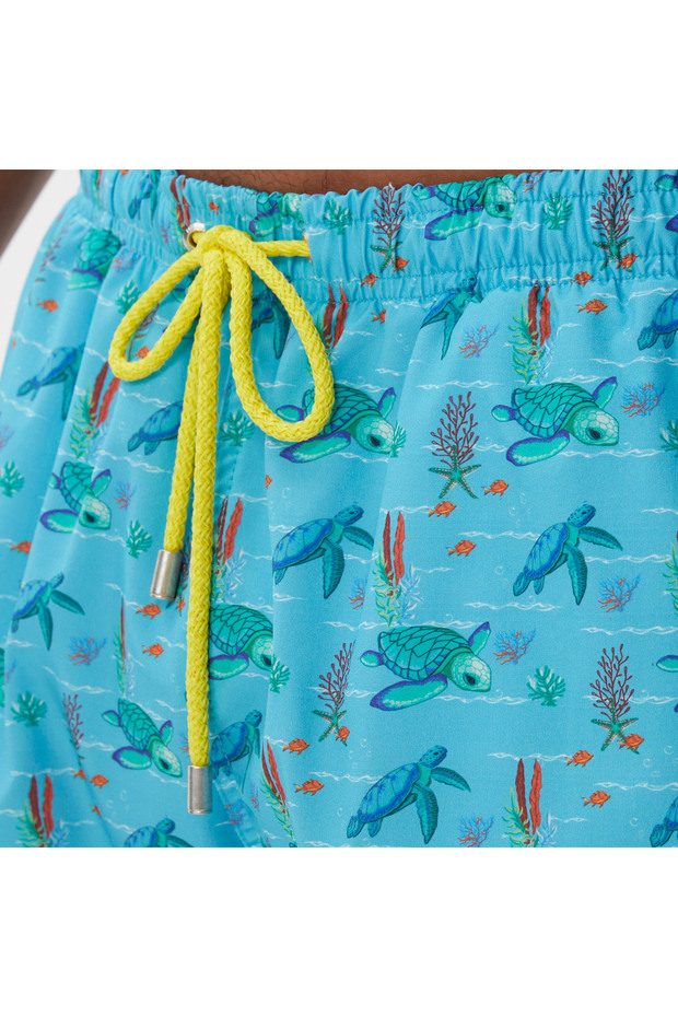 Erkek Mavi Baskılı Deniz Şortu - 4