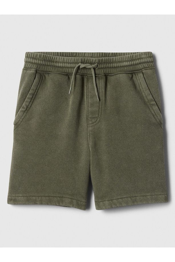 Erkek Çocuk Haki Washed-Fleece Pull-On Şort - 1