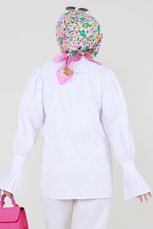 Kolu Piliseli Gömlek -Beyaz - 6