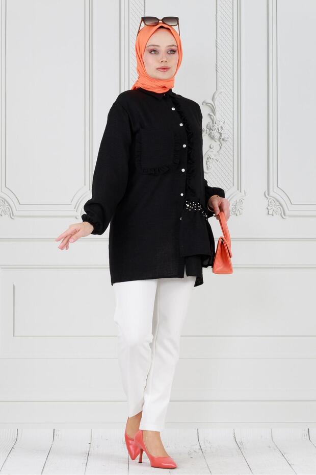 Ruffled Princess Tunic-Black - 2