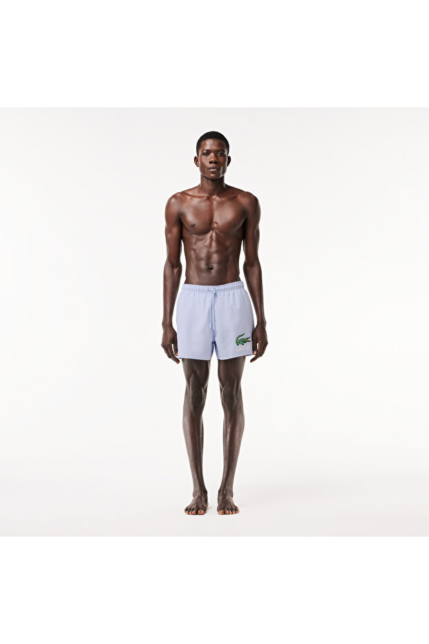 Erkek Baskılı Mavi Mayo Şort - 1