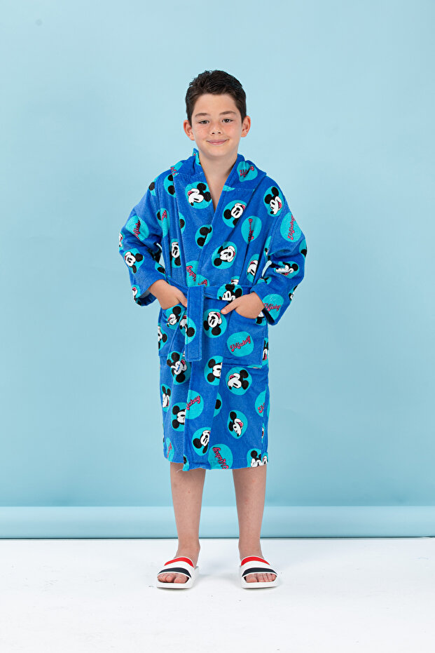 Mickey Mouse Smile Disney Licensed Hooded Children's Bathrobe 9/10 Years