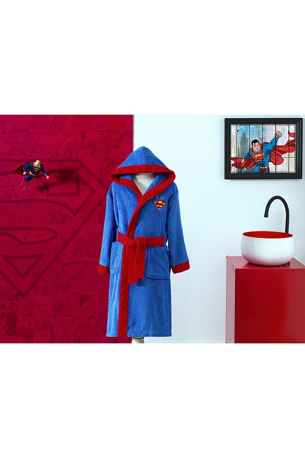 Superman Colors Lisanslı Kapüşonlu Çocuk Bornozu 7/8 Yaş - 2
