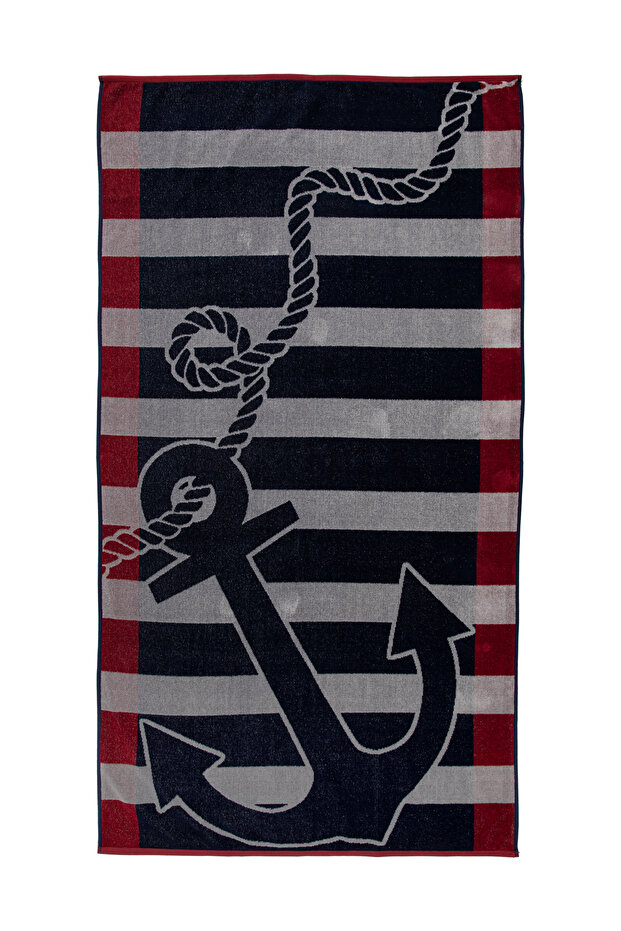 Cannes Gray Anchors Velvet Beach Towel 86X162 cm
