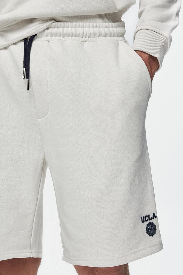 RANDY Bej Baskılı Baskılı Standard Fit Erkek Örme Şort - 3
