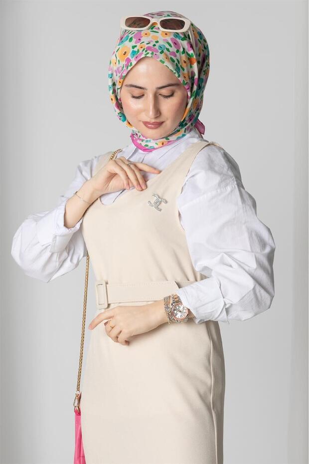 Rochie Gilet - Bej - 4