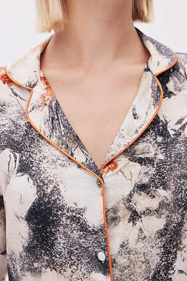 Long Viscose Pajama Set -ElyPatterned - 5