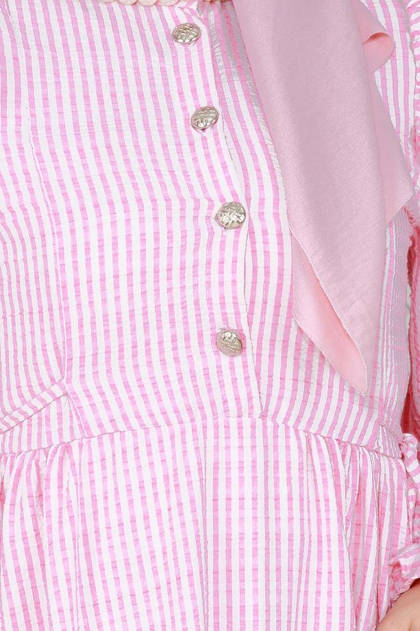 Pötükare Fırfır Detaylı Eda Elbise-Pembe - 5