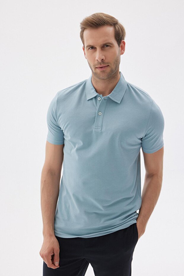 Basic Regular Fit Erkek Mint Polo Yaka Tişört - 2