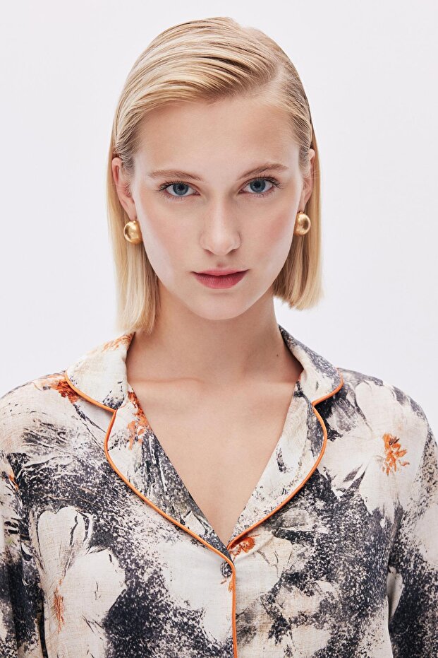 Long Viscose Pajama Set -ElyPatterned - 4