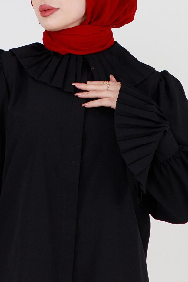 Kolu Piliseli Gömlek -Siyah - 5