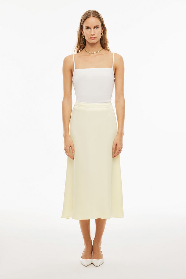 Alainas Regular Fit Midi Boy Limon Renk Etek - 1