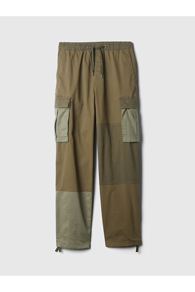 Erkek Haki Patchwork Kargo Pantolon - 2