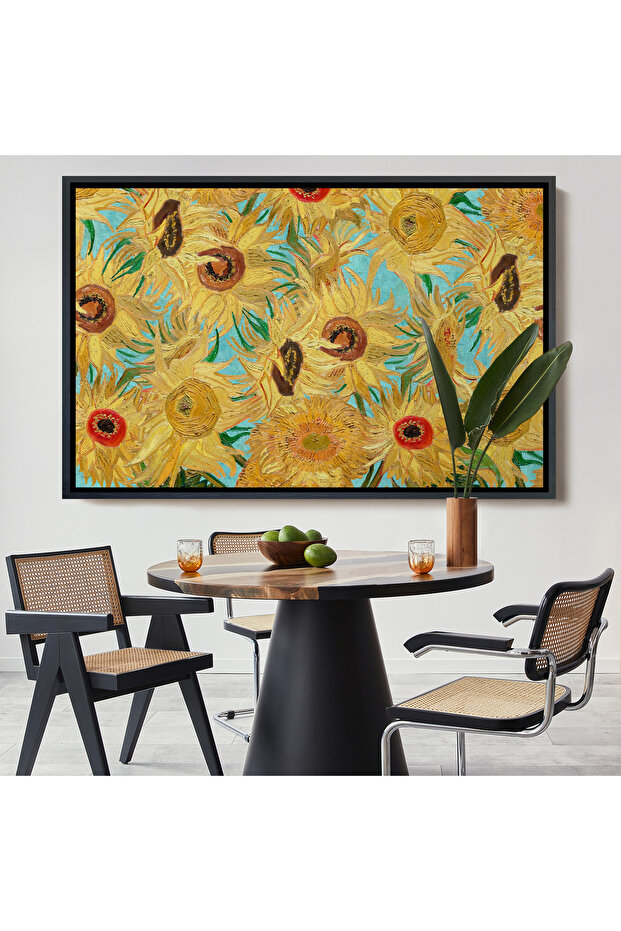 Ahşap Çerçeveli Vincent Van Gogh - Ayçiçekleri Tablo-7174 - 8