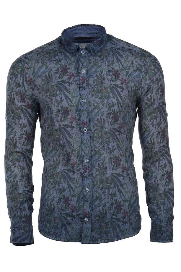 Erkek Mavi Regular Fit Keten Gömlek Y9gkd1083 - 1