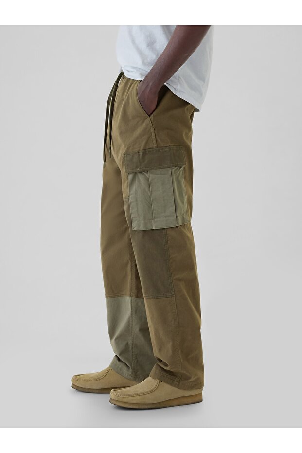 Erkek Haki Patchwork Kargo Pantolon - 5