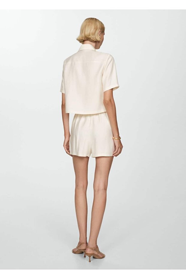 Mücevher düğmeli şort - 4