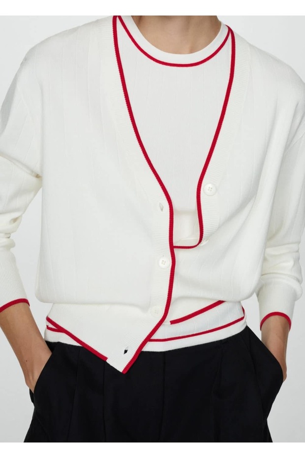 Kontrast gestreifte Strickjacke - 5