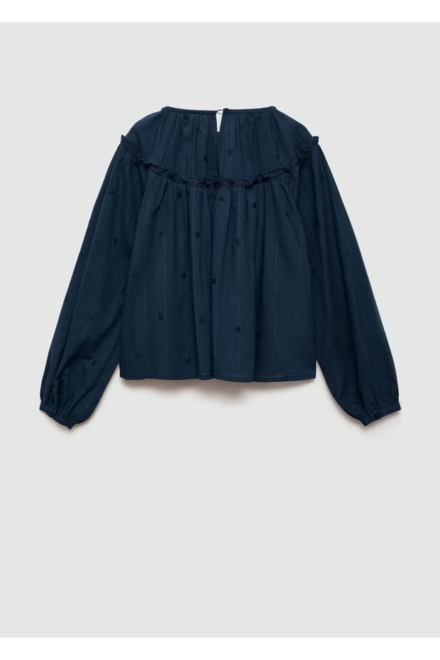 İşlemeli puantiyeli bluz - 3