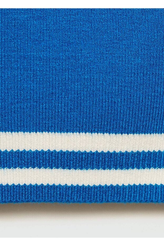 Çizgili triko crop bluz - 7