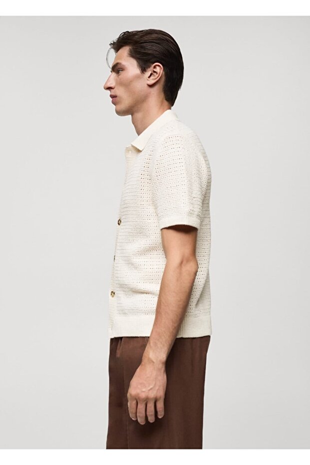 Düğmeli triko polo gömlek - 6