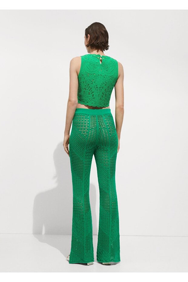 Delikli örgü pantolon - 4