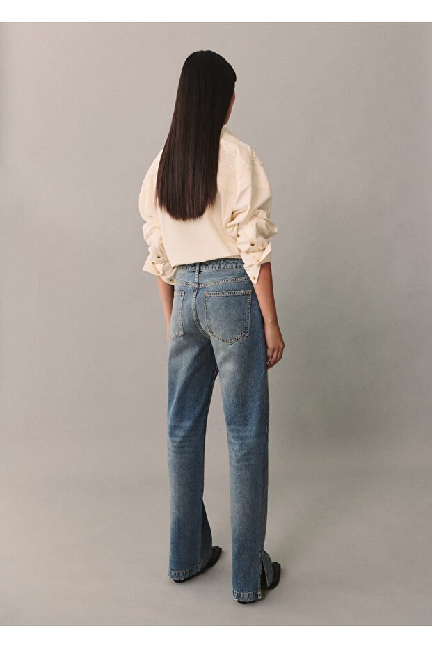 Yırtmaçlı Pullu Jean Pantolon - 4