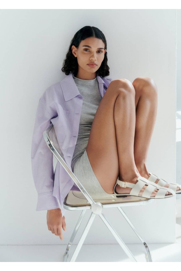 Çizgili geniş gömlek - 8