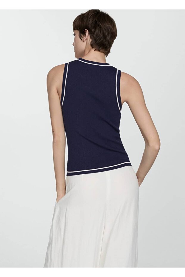 Kontrast yüzeyli triko bluz - 4