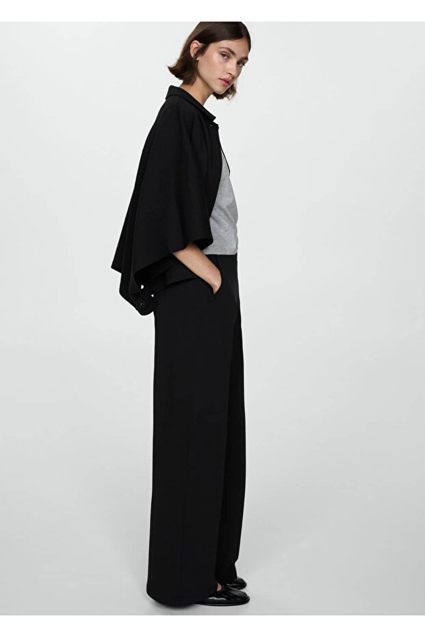 Düz kesim dökümlü pantolon - 6