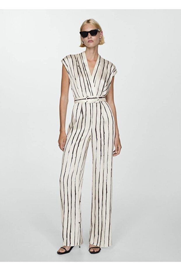 Çizgili saten tulum - 2