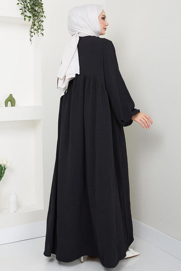 Eva Ayrobin Tesettür Elbise Siyah HM2454 - 5