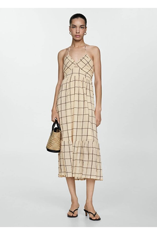 Askılı desenli elbise - 2