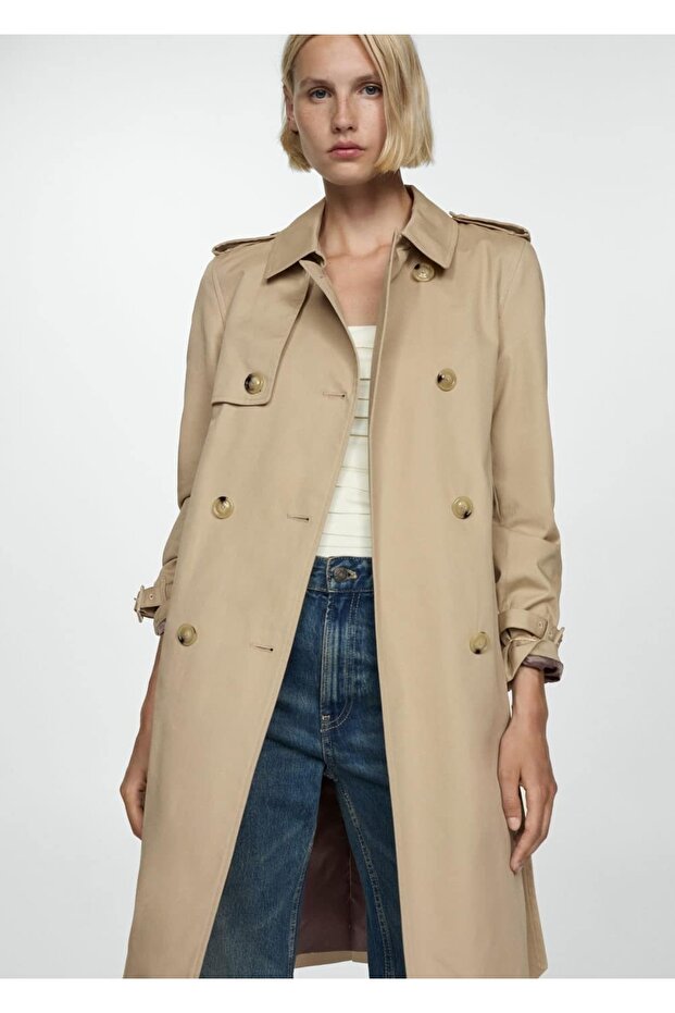 Klasik kemerli trençkot - 1