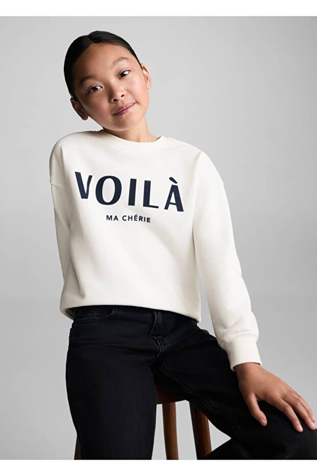 Desenli pamuklu sweatshirt - 1