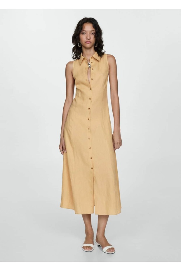 Keten gömlek elbise - 2