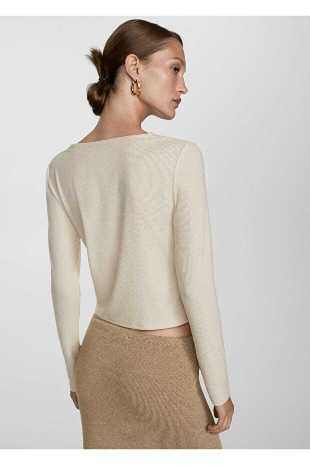 Düğmeli lyocell tişört - 4