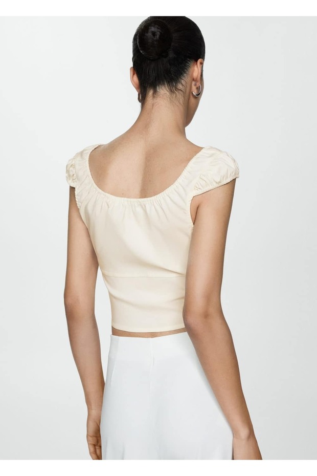 Düğmeli kısa bluz - 4