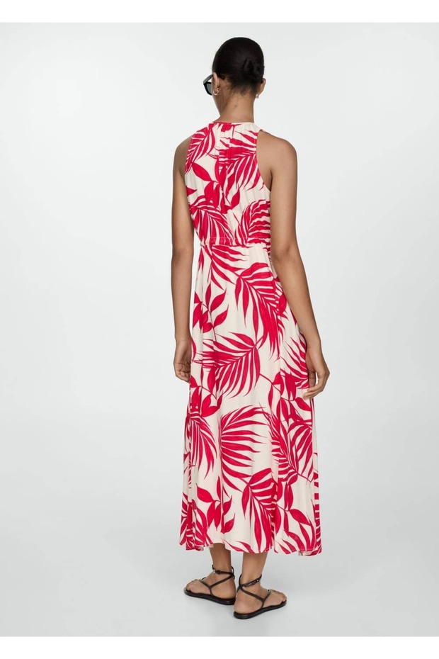 Desenli fiyonklu elbise - 4