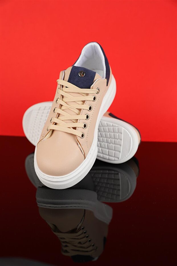 31 - 35 Numara Kız Çocuk Bej-mavi Sneaker Ayakkabı - 8