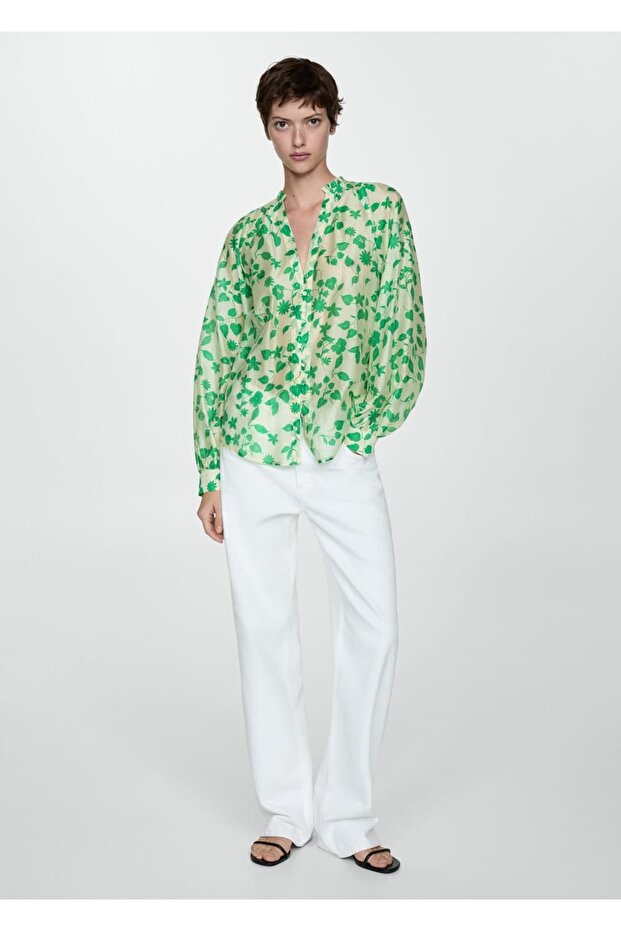 Desenli lyocell gömlek - 2