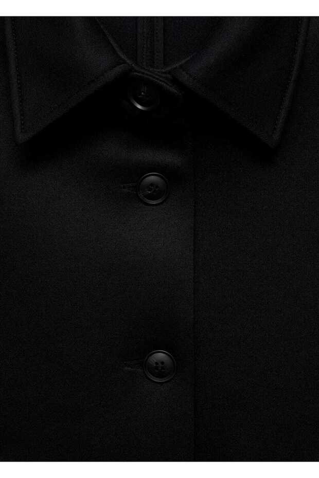 Düğmeli Düz Kesim Ceket - 5