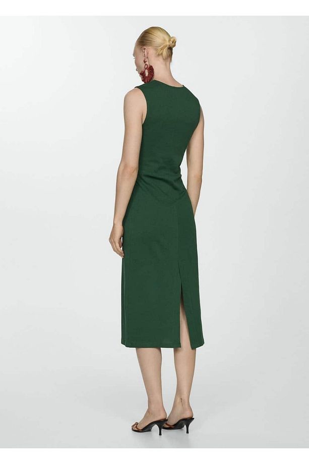 Drape detaylı midi elbise - 4
