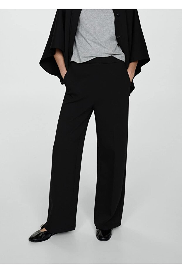 Düz kesim dökümlü pantolon - 1