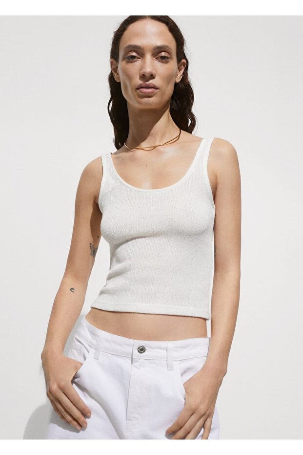 Askılı triko bluz - 5