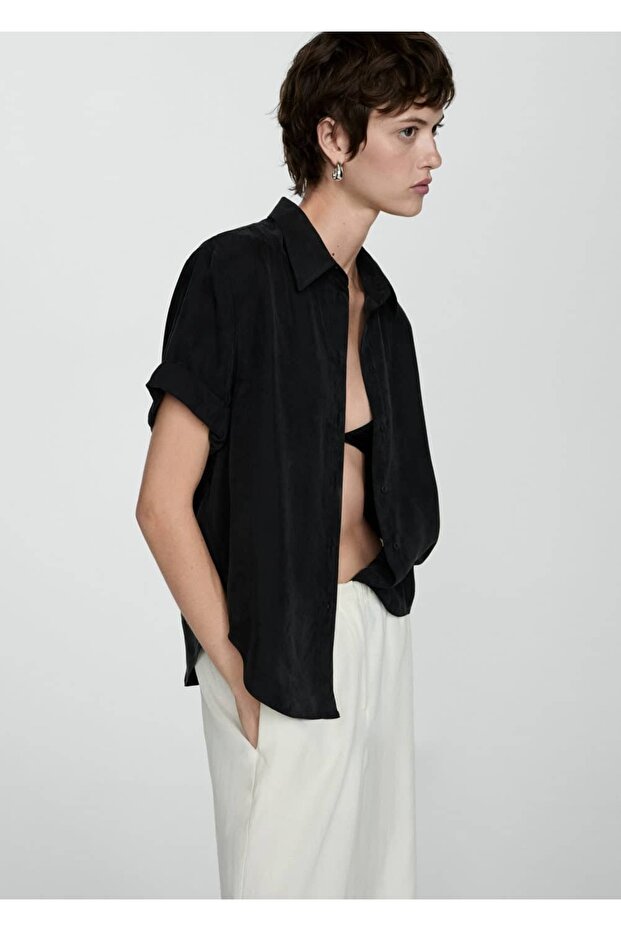 Kısa Kollu Cupro Gömlek - 5