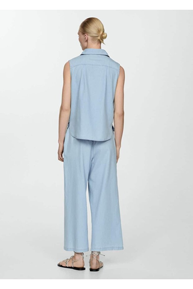 Dökümlü pamuklu pantolon - 4