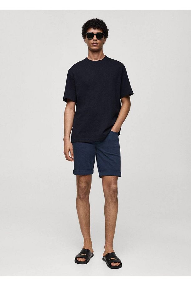 Slim fit kot bermuda şort - 2