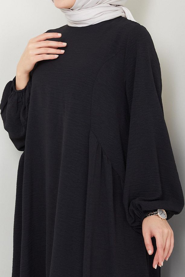 Eva Ayrobin Tesettür Elbise Siyah HM2454 - 6