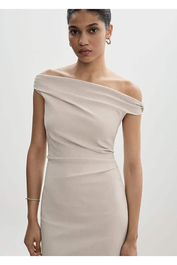 Drapeli asimetrik uzun elbise - 1